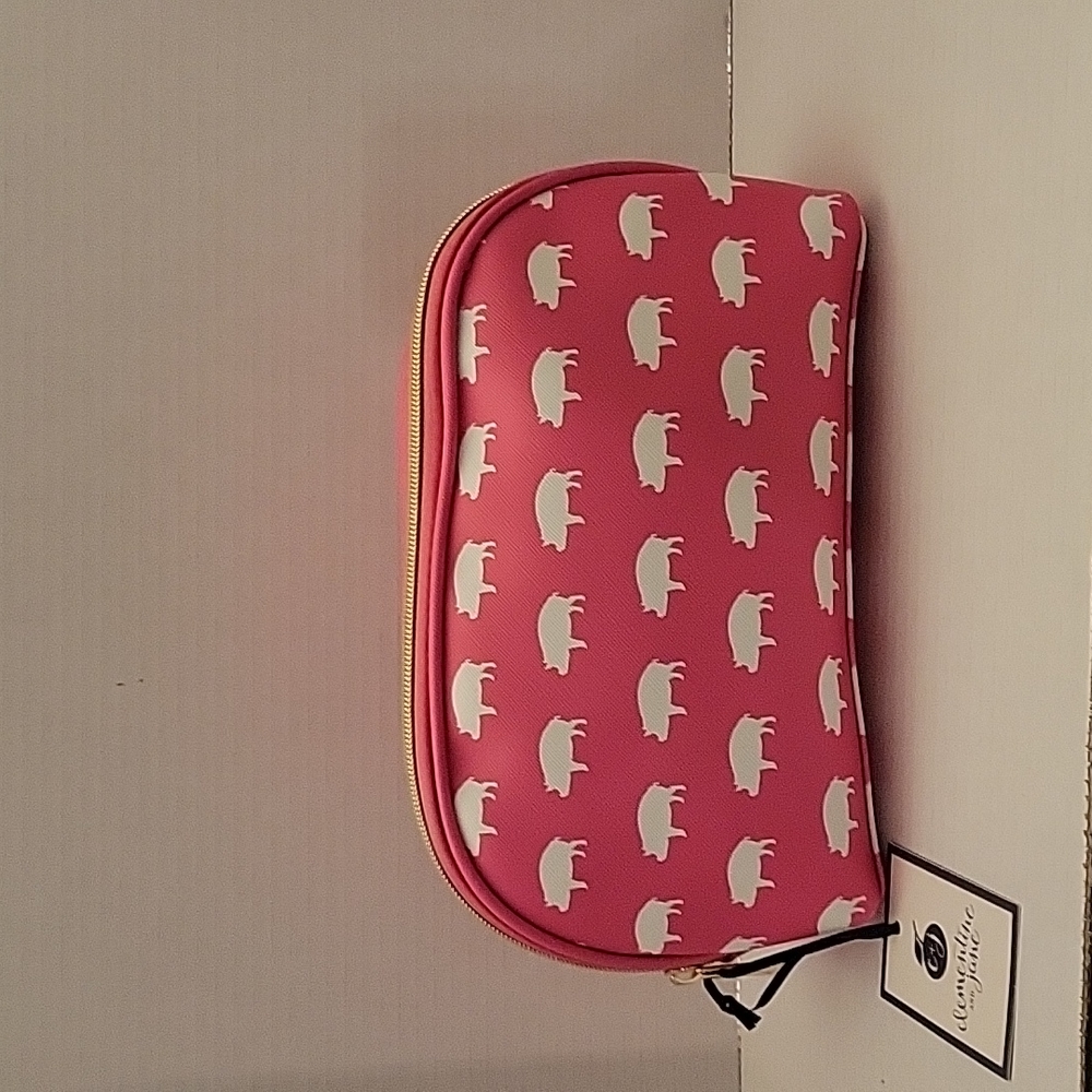Pink and white Piggy cosmetic bag